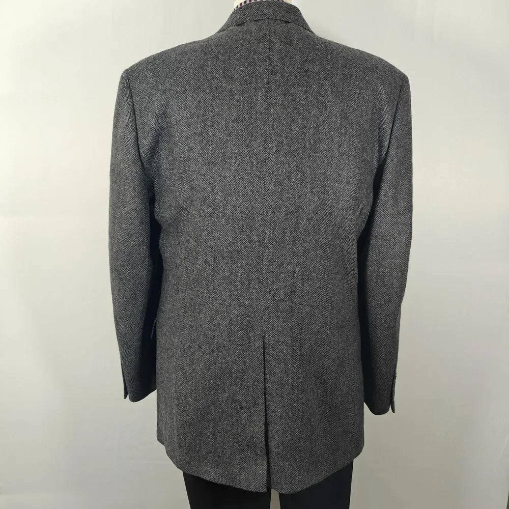 John Alexander‎ Hart Marx Men's Tweed Sport Coat Two Button Gray Herringbone 44L